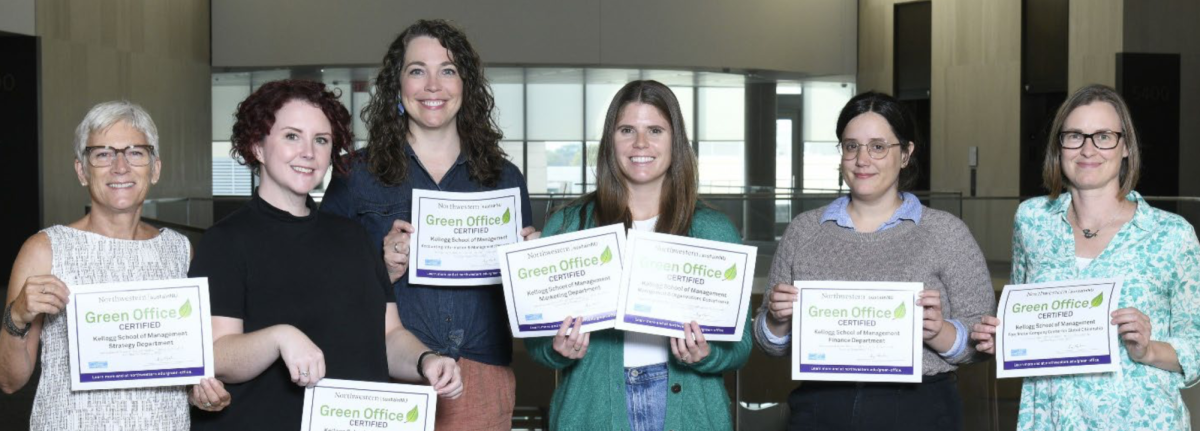 Kellogg’s green team — Nancy Faunce, Pauline Scott, Elizabeth Forrest, Lauren McCourt, Liz Morris and Andrea Nott — achieved sustainNU certification.