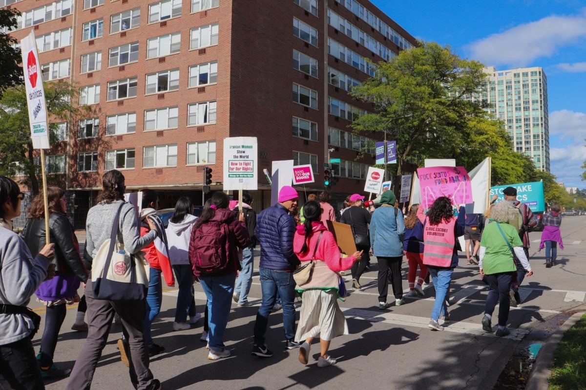 Activists and politicians from Evanston and Chicago gathered to support abortion rights on Sunday. 