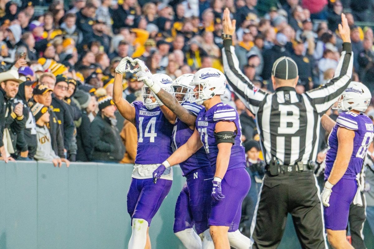 Sixth-year+wide+receiver+Cam+Johnson+celebrates+following+a+score.+In+Saturday%E2%80%99s+45-43+victory+over+Illinois%2C+Johnson+had+a+career-high+124+receiving+yards+and+increased+his+touchdown+streak+to+four+games.+