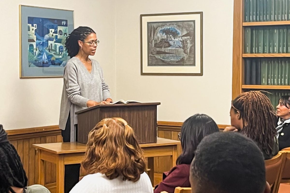 Poet and literary scholar Evie Shockley read selections from her latest poetry collection “suddenly we” at University Hall Thursday.