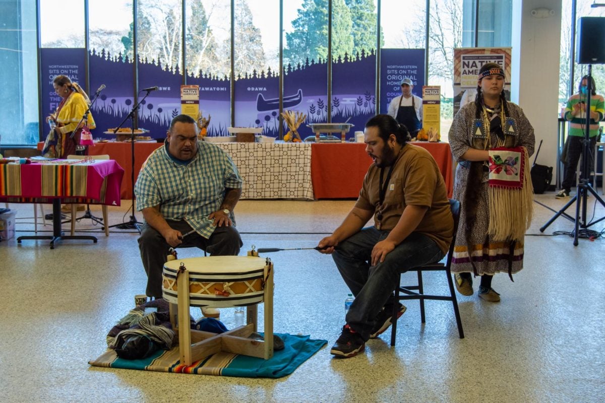 A group of Indigenous drummers and dancers performed at the Native American Heritage Celebration on Wednesday. 