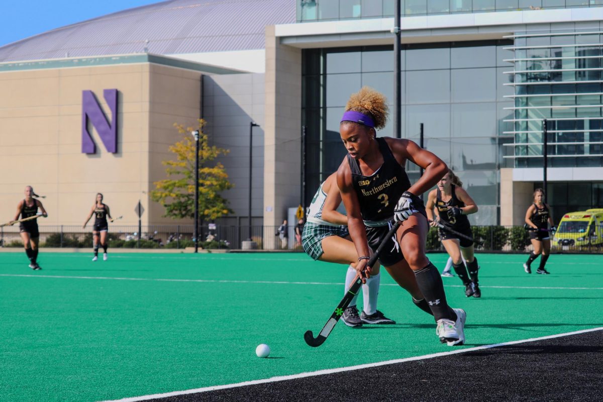 Freshman+forward+Olivia+Bent-Cole+dribbles+the+ball.+Bent-Cole+scored+the+winning+goal+in+double+overtime+to+clinch+the+Big+Ten+Tournament+title+for+Northwestern.