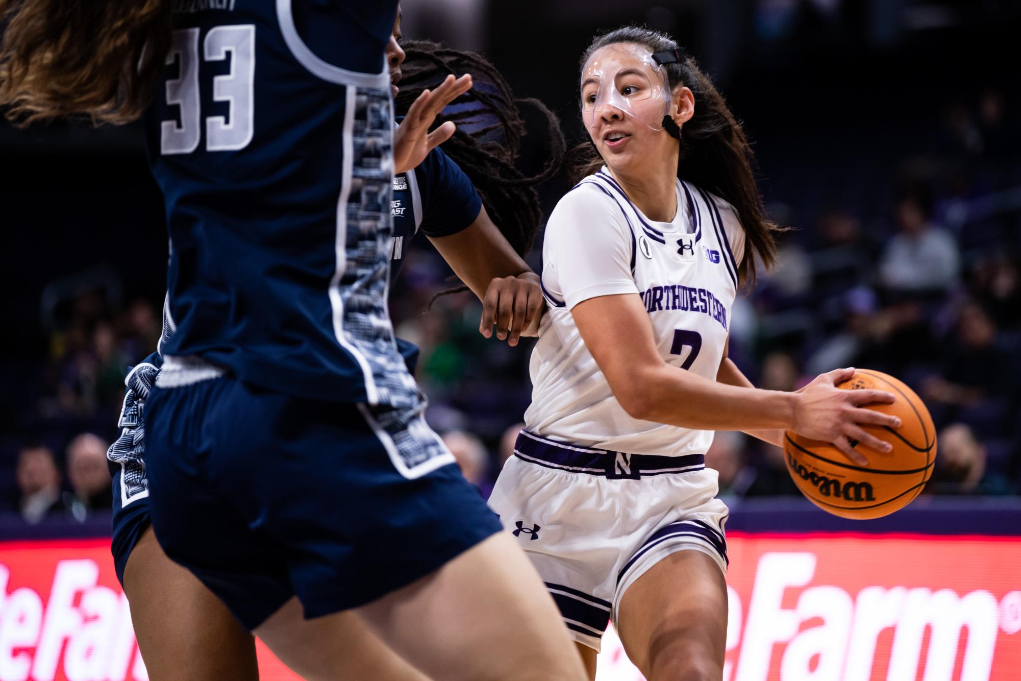 Sophomore guard Caroline Lau. Lau notched 11 points and five assists in Northwesterns 82-58 loss to Georgetown Sunday.