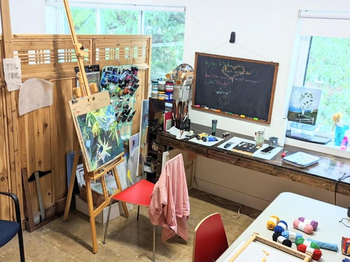 One of the artist studios on the second floor of Art Makers Outpost. The seven visual artists and three musicians rent 24/7 access to the space and use it to create and collaborate.