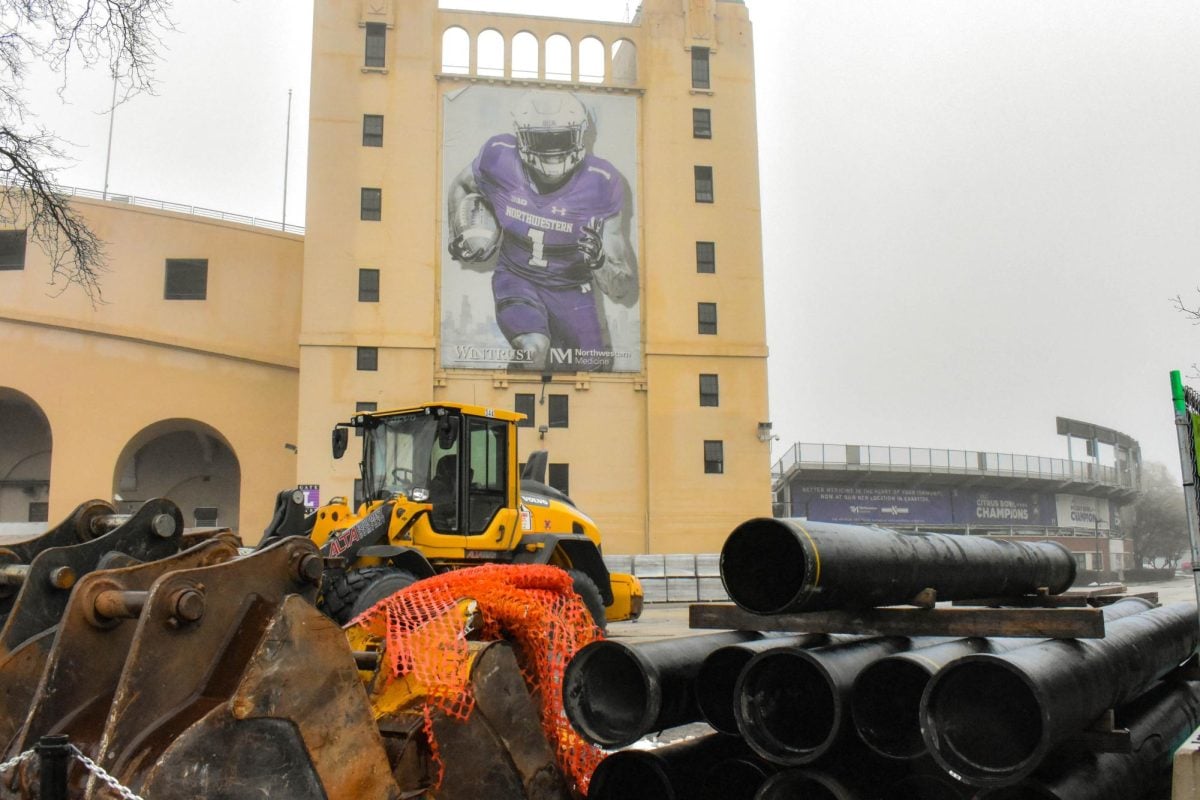Equipment for the demolition sits outside of Ryan Field. Demolition work on the stadium is supposed to start the week of Jan. 29. 