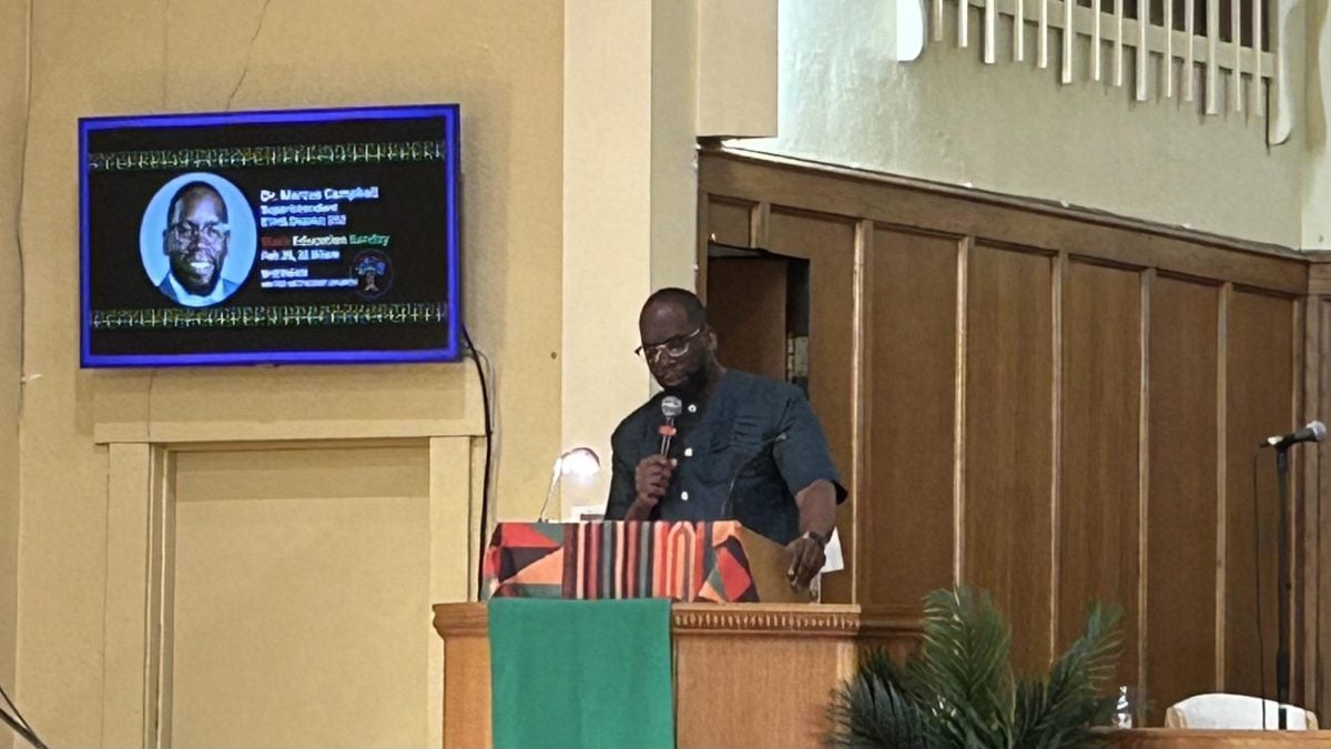Evanston Township High School District 202 Superintendent Marcus Campbell gave a talk about Black education as part of Sherman United Methodist Church’s “My Black is Beautiful” series. 