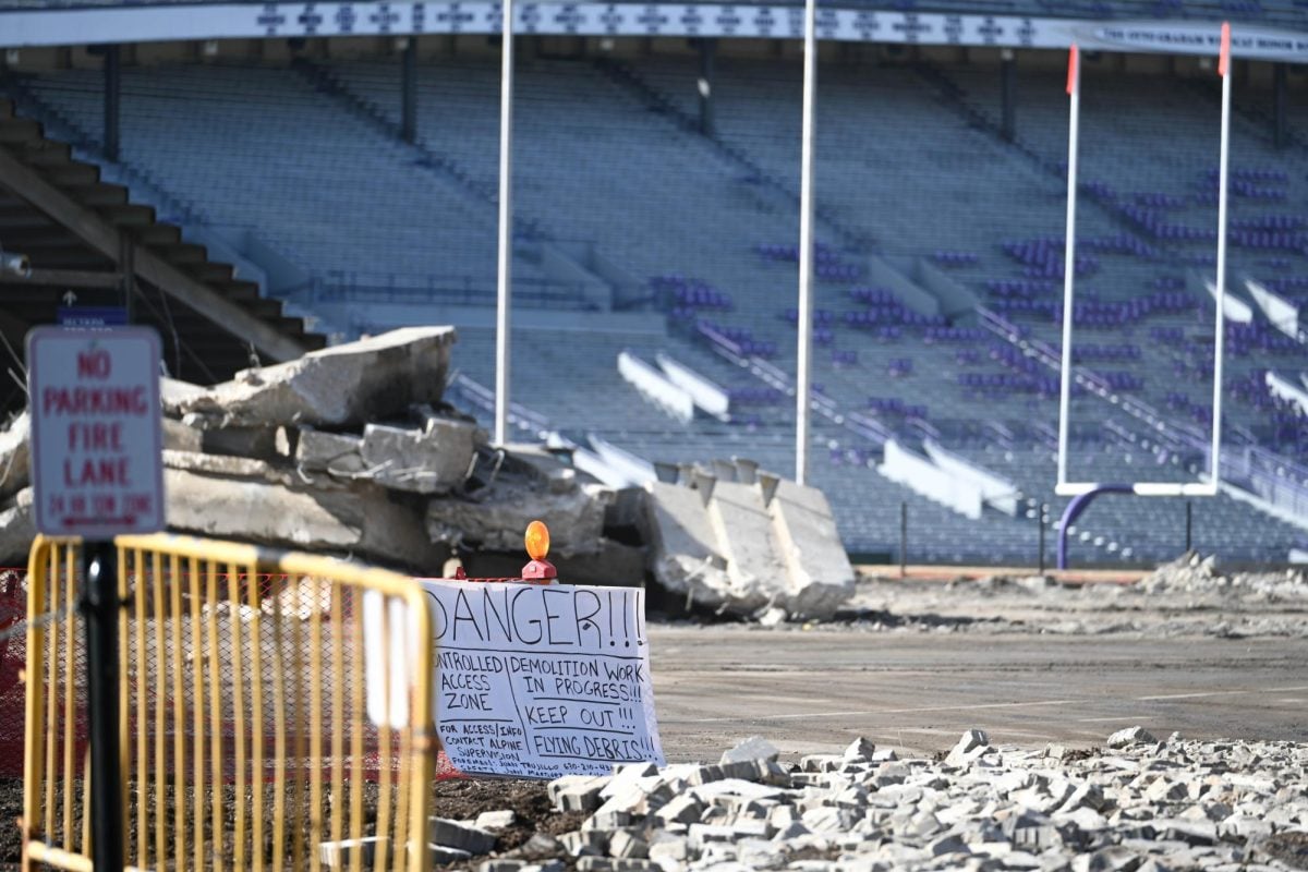 NU’s piece-by-piece demolition of Ryan Field, seen Thursday, began after much controversy.