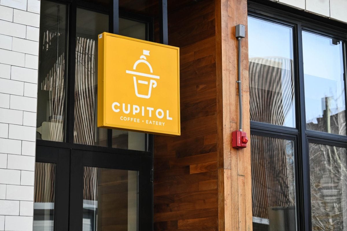 Sign of Cupitol Coffee and Eatery above entrance.