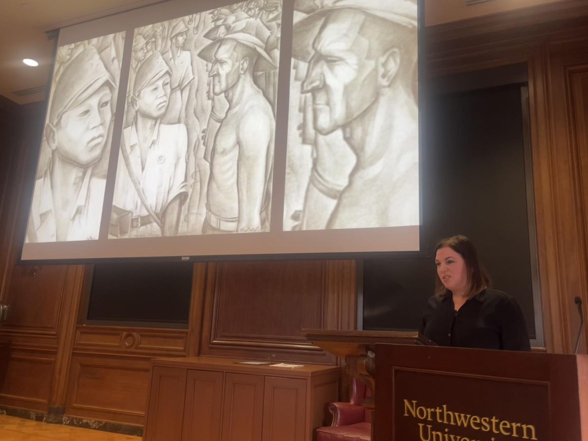 During the talk, Kovner examined drawings created by prisoners of war.