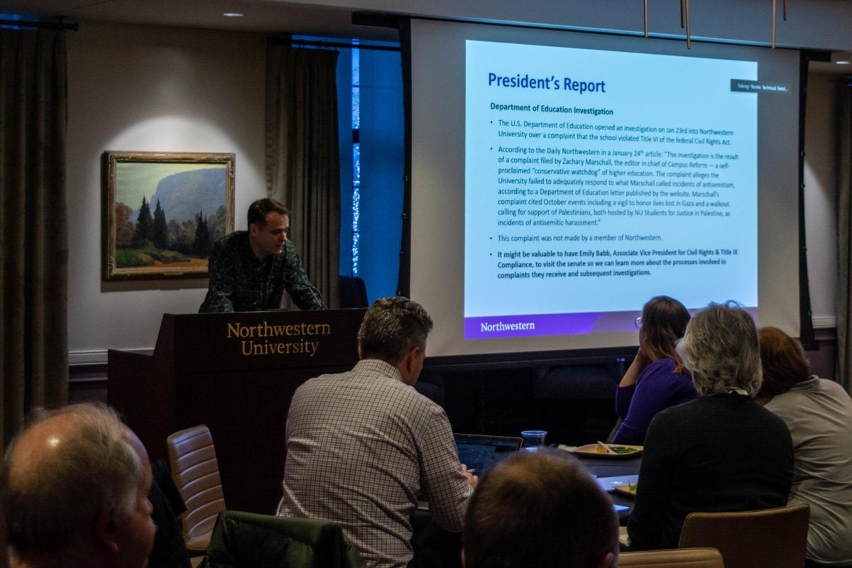 Faculty senate members discussed the Department of Education’s ongoing Title VI investigation into Northwestern’s alleged failure to respond to antisemitic incidents.