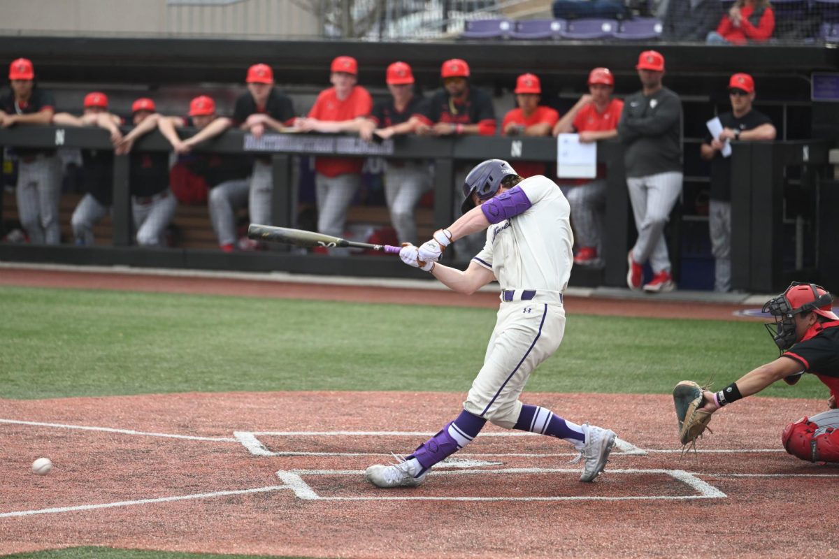 Sophomore infielder Trent Liolios draws a walk in a game earlier this season. Liolios mashed a three-run home run in the first inning of Tuesday’s contest. 