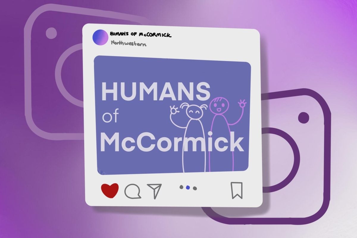 Illustration of a cartoon instagram page with “Humans of McCormick” written in the middle.