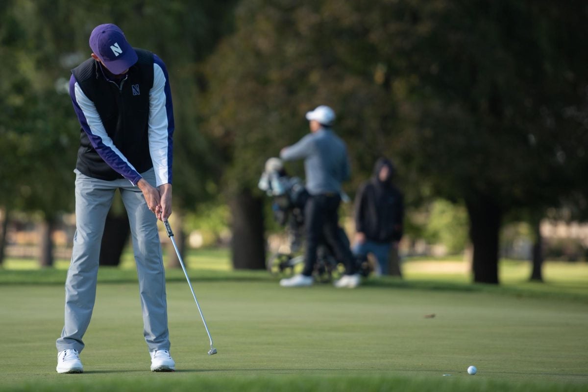 Sophomore Daniel Svärd putts the ball. Svärd, the reigning Big Ten Freshman of the Year, earned his second top-five tournament finish this season.