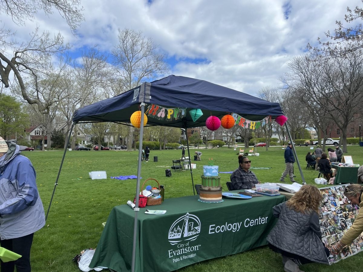 At its Earth Day Fest, the Evanston Ecology Center had a birthday table set up to celebrate its 50th birthday.