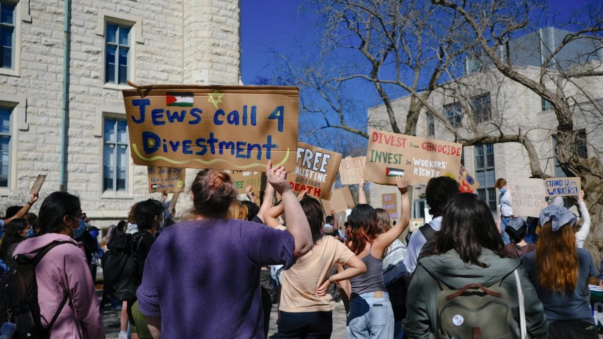 Activist groups seek to show admitted students ‘real’ NU with protests across campus for divestment, support for Palestinians