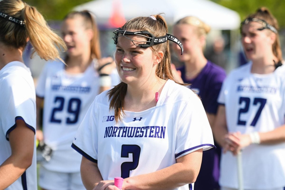 Graduate student attacker Erin Coykendall smiles ahead of Northwesterns Big Ten championship victory over Penn State.