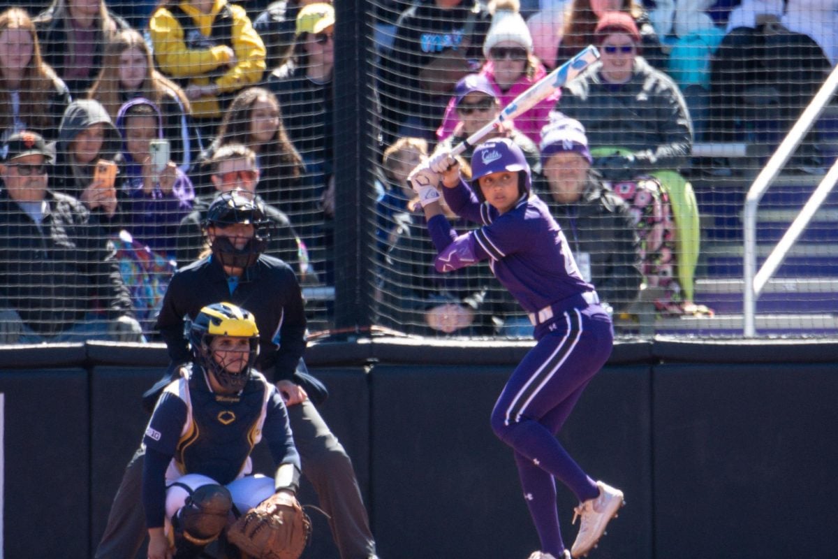 Junior+outfielder+Ayana+Lindsey+loads+up+for+a+pitch+in+NU%E2%80%99s+April+victory+over+Michigan.+Lindsey+leads+the+team+in+two-out+hits+this+season.