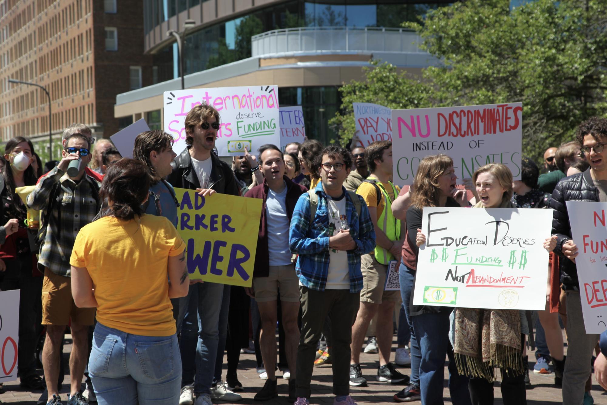 NU Graduate Workers march after fellowship funding withdrawal