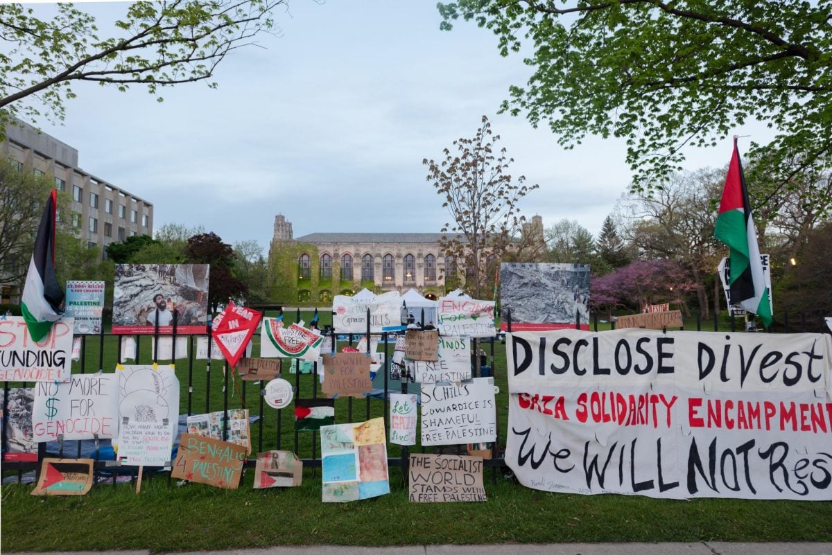 The encampment organized by NU Divestment Coalition took place over five days on Deering Meadow in late April.