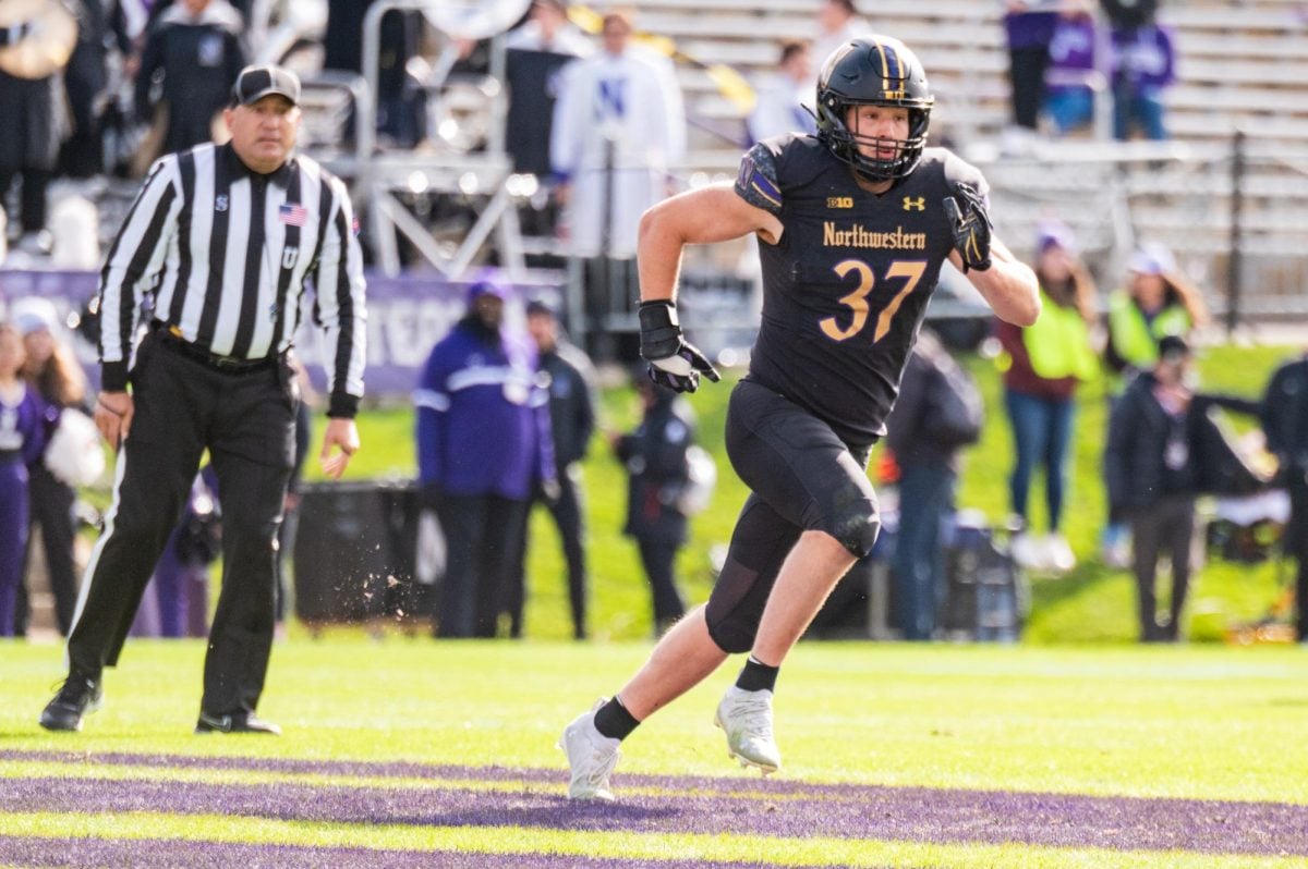 Redshirt junior linebacker Mac Uihlein pursues a ball carrier during a 2023 matchup with Maryland. Uihlein nabbed his first career sack against Miami (Ohio) on Saturday.