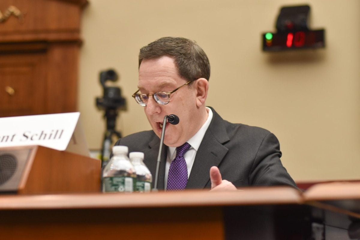 University President Michael Schill testifies before the House Committee on Education and the Workforce on Capitol Hill in May. 