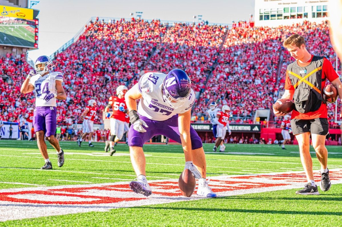 Redshirt junior linebacker Mac Uihlein plays a special teams down against Nebraska in 2023. Uihlein earned the starting Mike linebacker job this season.