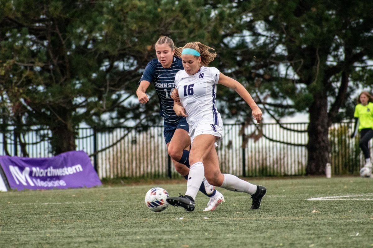 Senior defender Emma Phillips in a game last year. Phillips scored the lone goal in Northwestern’s 2-1 defeat to Ohio State Sunday.