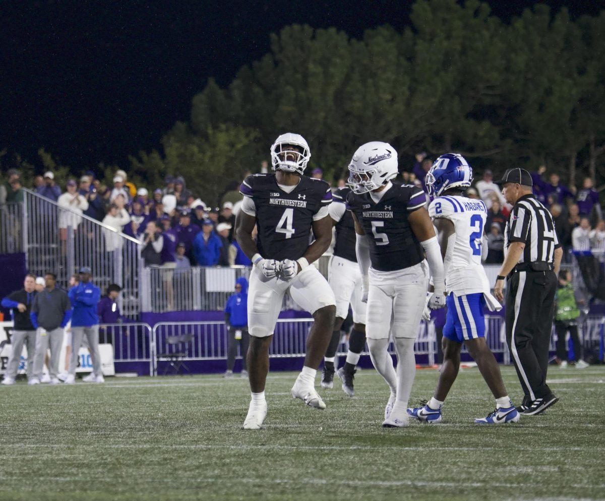 Redshirt sophomore defensive end Anto Saka celebrates his sack against Duke Friday night. Saka appeared to seal the victory with a forced fumble, but the call was overturned.