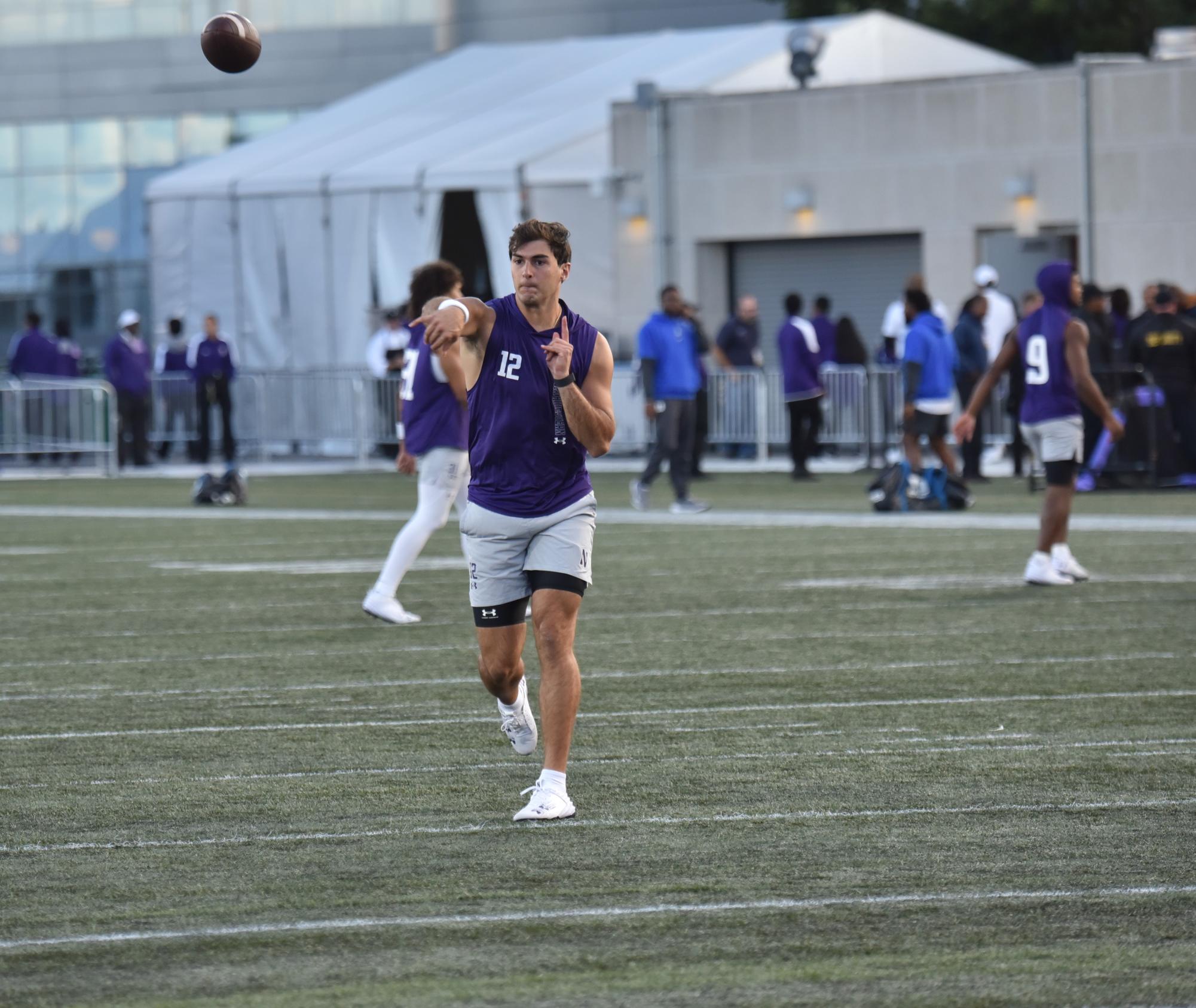 Redshirt sophomore quarterback Jack Lausch warms up ahead of Northwestern’s Week 2 game against Duke. Lausch was named the Wildcats’ Week 3 starter on Monday.