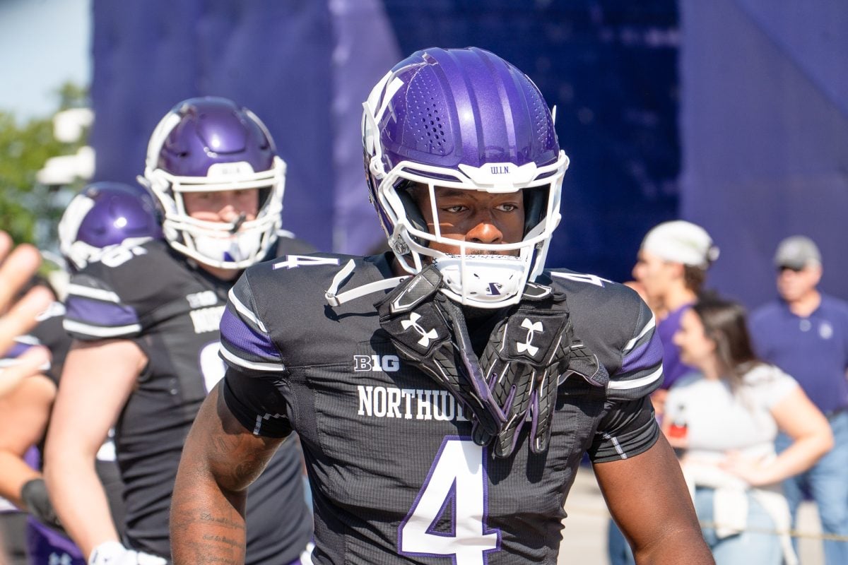 Redshirt sophomore defensive end Anto Saka enters Martin Stadium ahead of Northwestern’s Saturday game against Indiana. Saka has tallied a team-high 2.5 sacks this season.