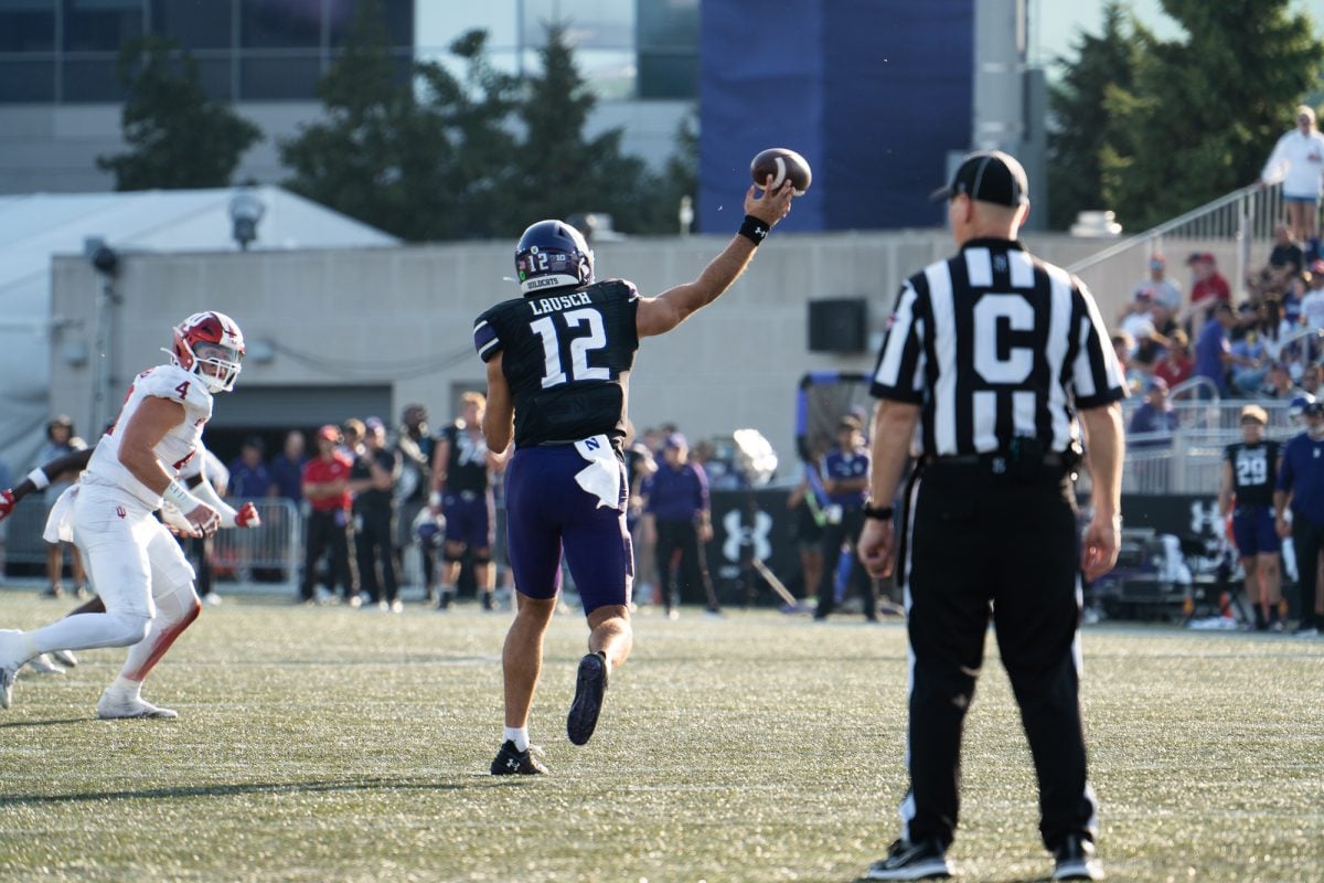 Redshirt sophomore quarterback Jack Lausch throws a pass against Indiana Saturday. Lausch threw for 243 yards and two touchdowns.