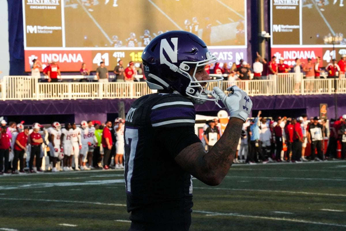 Graduate student wide receiver Bryce Kirtz during Northwestern Saturday game against Indiana.