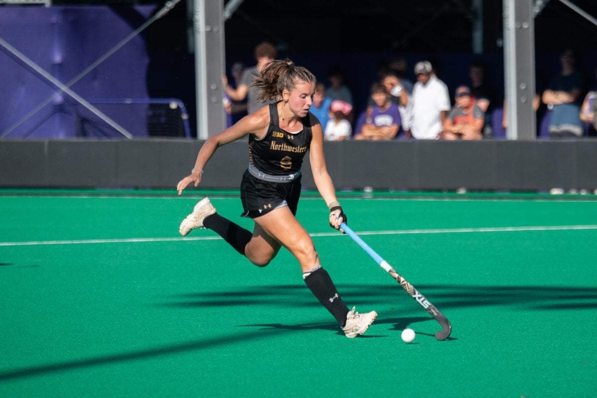 Graduate student midfielder Maddie Zimmer in a game earlier this season. Zimmer was a key part of No. 1 Northwestern’s win over No. 7 Michigan Friday. 