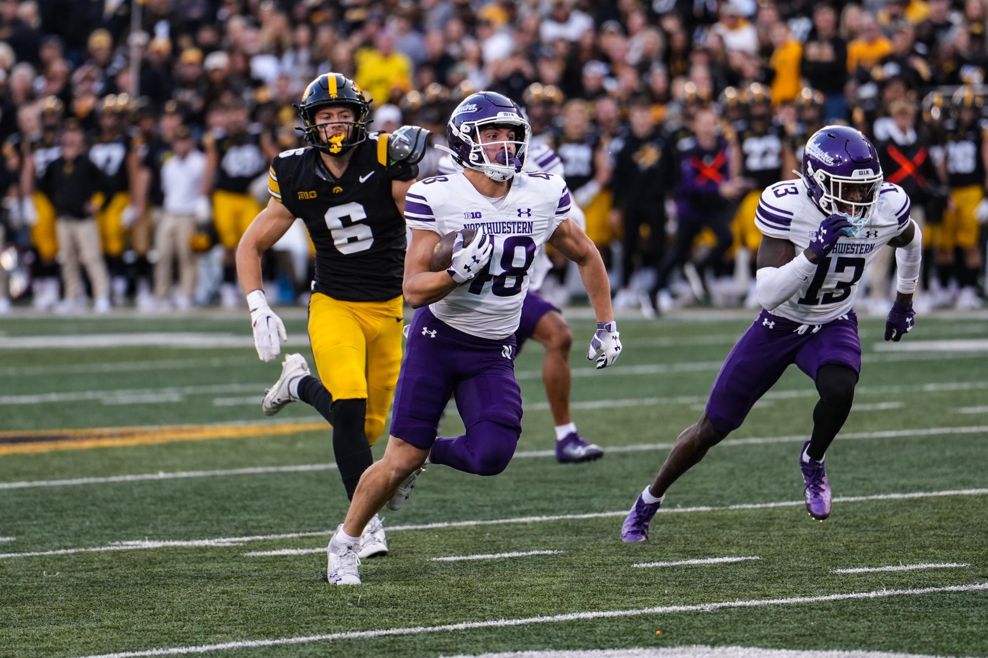  Freshman wide receiver Drew Wagner accelerates into open space Saturday at Iowa. Wagner scored a 72-yard punt return touchdown against the Hawkeyes.