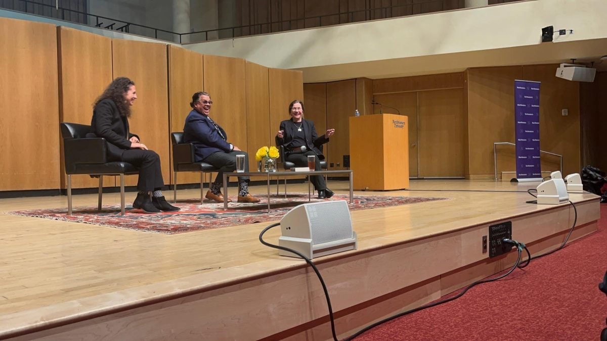 From right to left, author Louise Erdrich, SESP Dean Bryan Brayboy and SESP Prof. Megan Bang discuss “The Night Watchman” for the 20th One Book keynote.