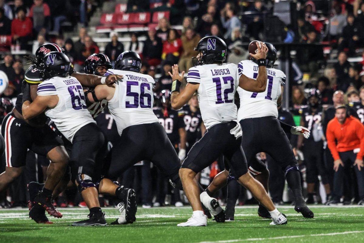 Redshirt sophomore quarterback Jack Lausch throws downfield against Maryland Friday night. Lausch played his second consecutive turnover-free game in the 37-10 victory.