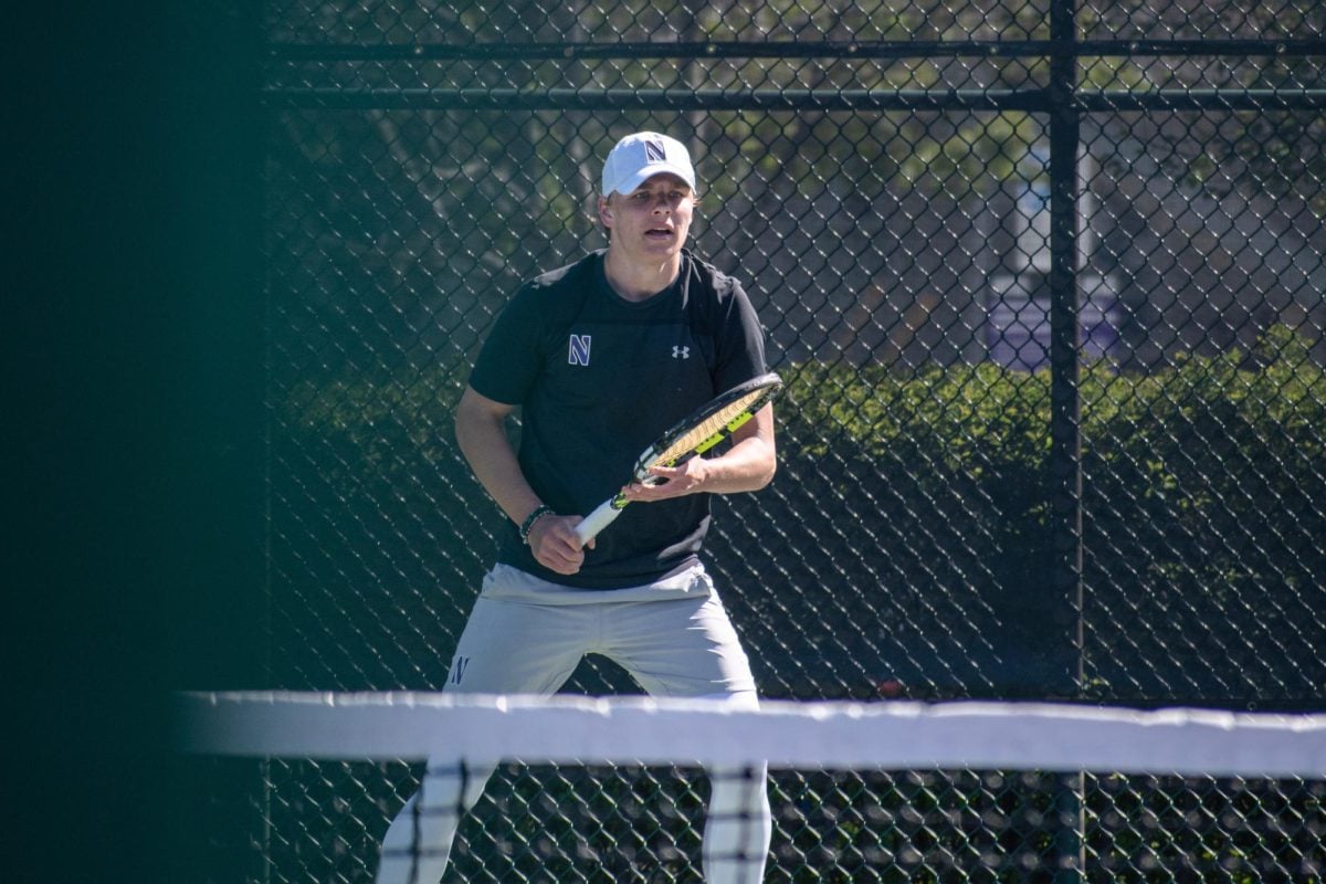  Senior Felix Nordby prepares to return serve in a match last year. Nordby reached the second round in singles and the Round of 16 in doubles in the ITA Midwest Regionals.