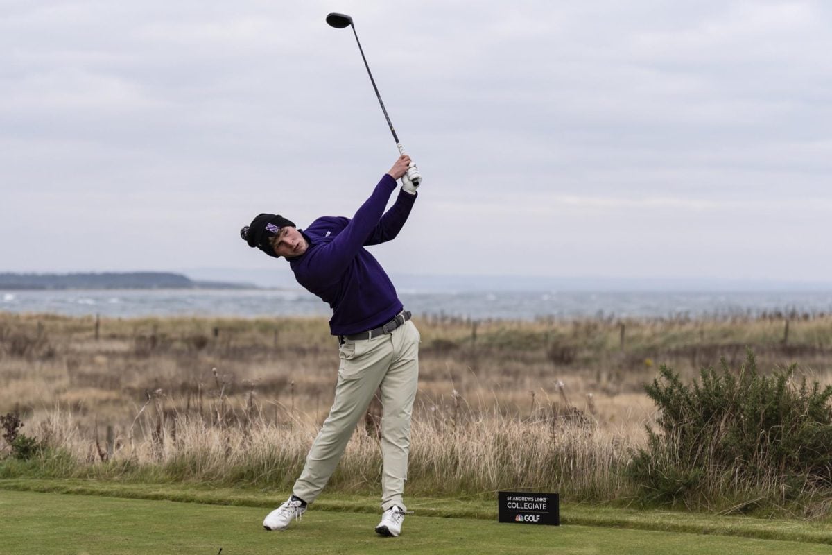 Scotland native Archie Finnie competes for Northwestern in the St Andrews Links Collegiate.