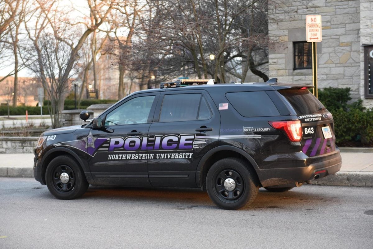 A Northwestern University police car