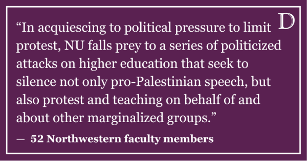 LTE: An Open Letter from 52 Faculty — Oppose NU Demonstration Policy