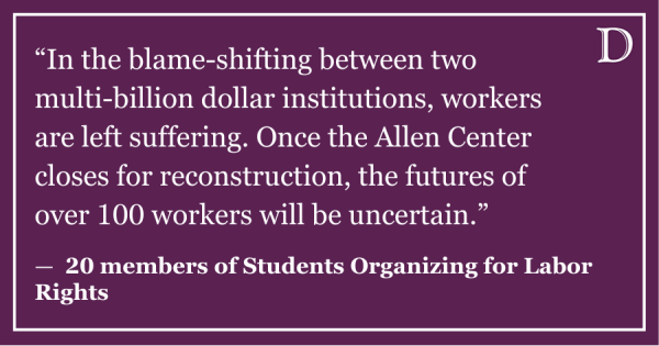 LTE: Students reject Compass mistreatment of Allen Center workers