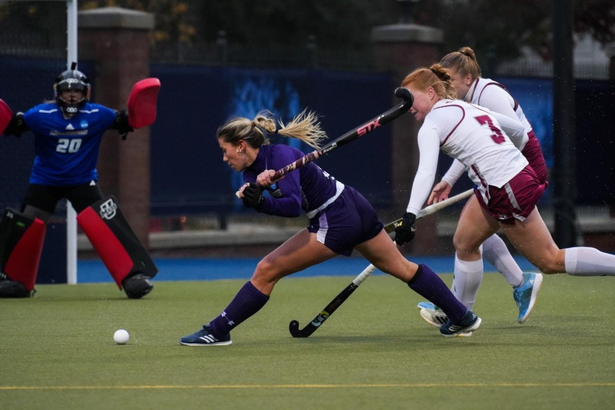 Sophomore forward Ashley Sessa tees up the game-winning goal.