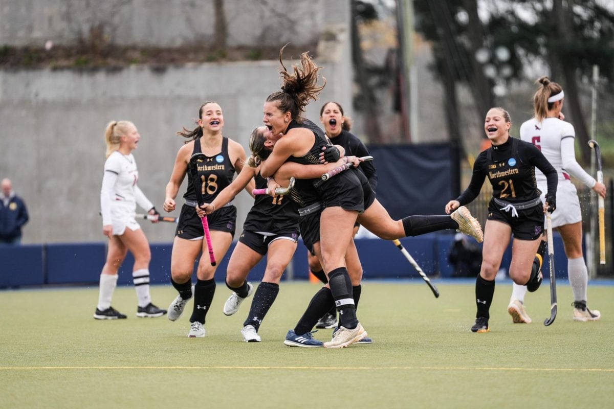 Senior midfielder Maddie Zimmer celebrates a goal in Northwestern's national championship victory over Saint Joseph's on Sunday.