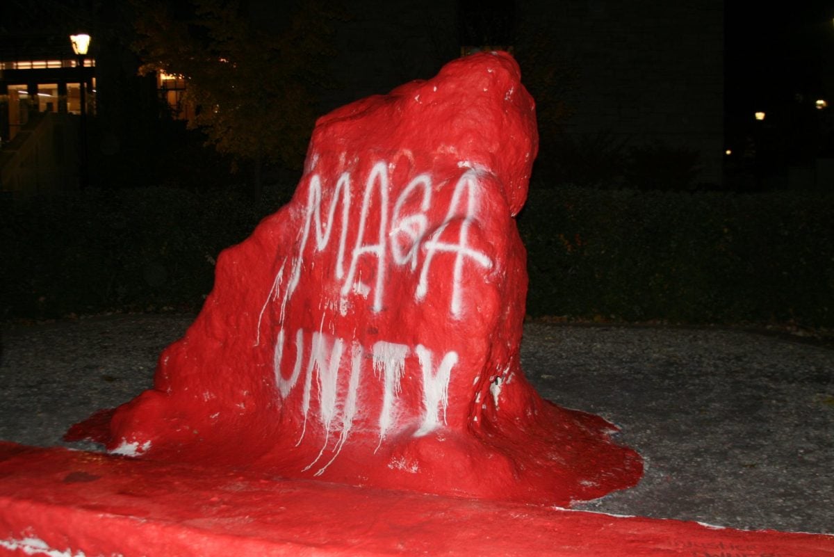 The new messaging comes days after students awoke Saturday morning to discover pro-Trump and pro-MAGA messages painted on The Rock overnight.