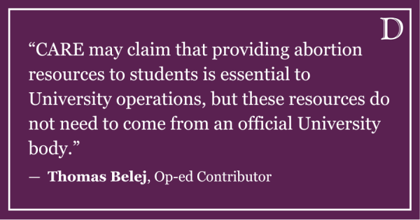 Belej: CARE violates University neutrality policy