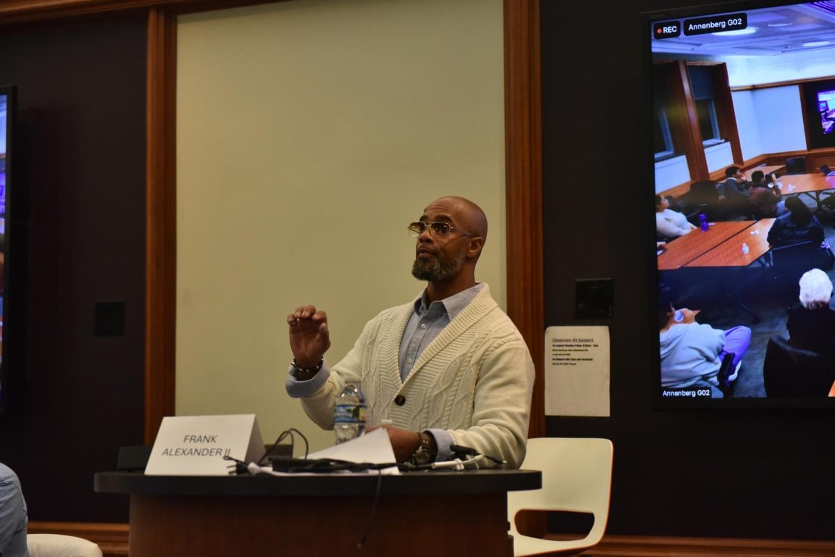 Frank Alexander II moderated the panel on reentering society post-incarceration.