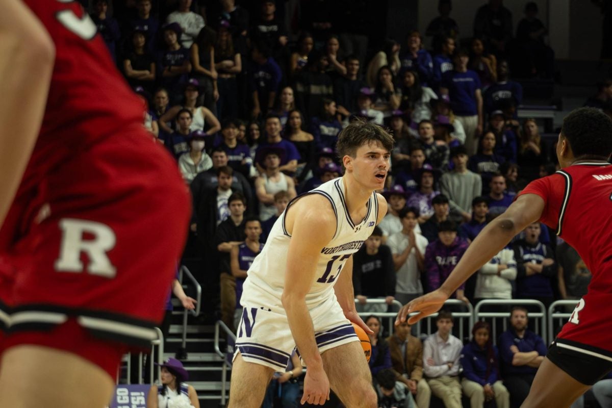 Senior guard Brooks Barnhizer surveys his options during Northwestern's loss to Rutgers Thursday.