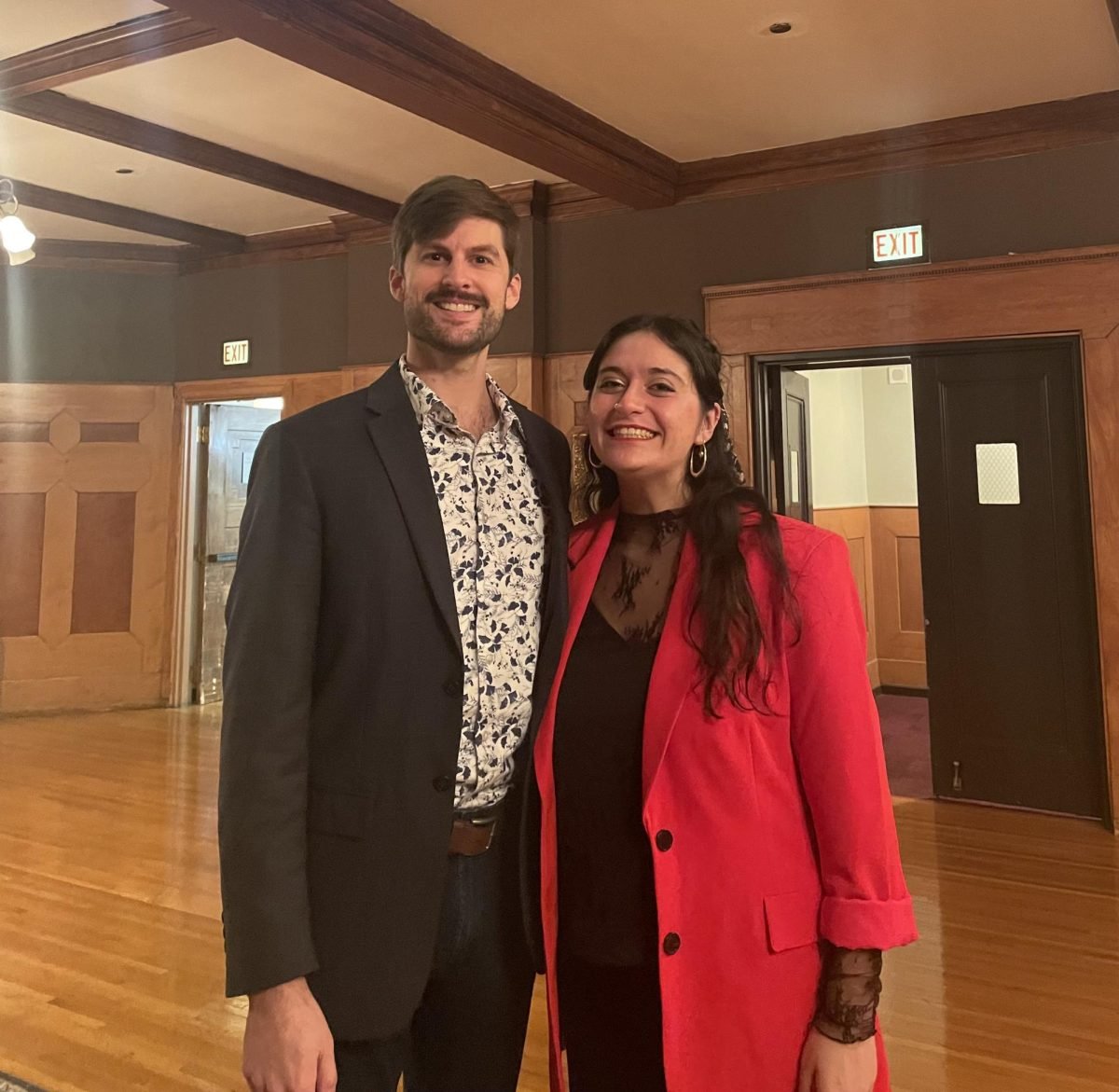 Emily Amesquita and her coach Jonathan Gmeinder pose for a photo at the competition.