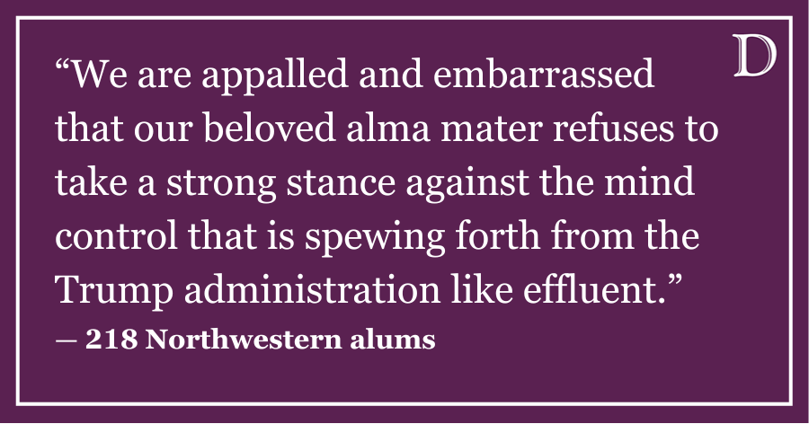 LTE: An Open Letter from 218 alumni — Northwestern’s decision to censor DEI is appalling