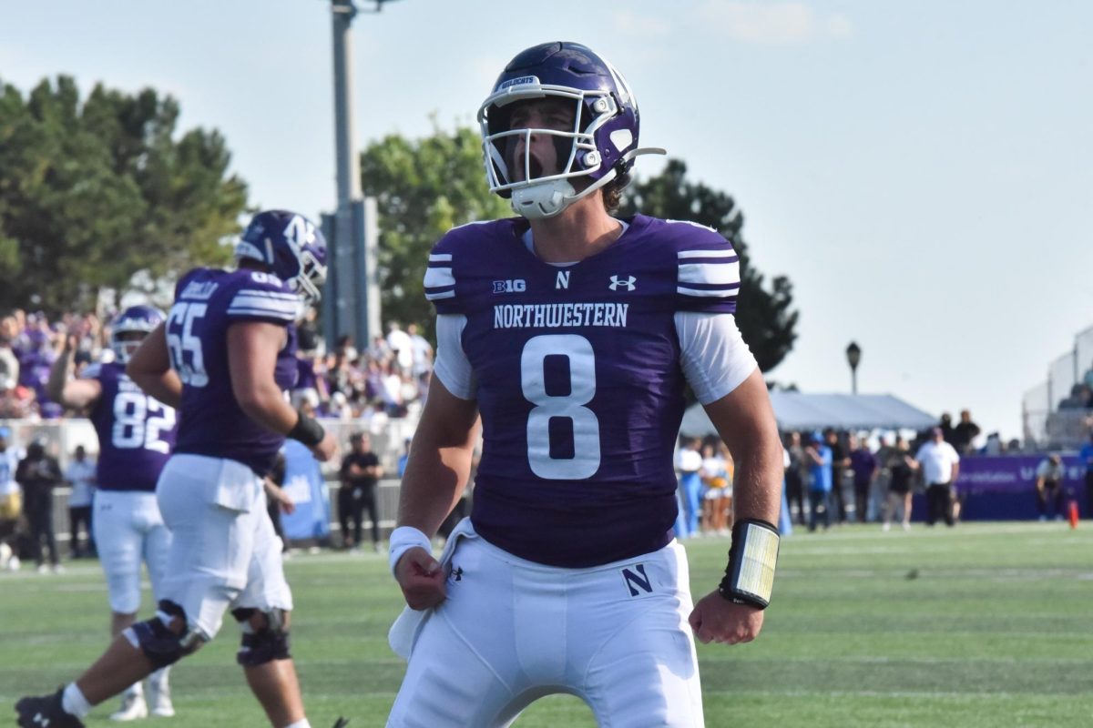 Graduate student quarterback Preston Stone celebrates against UCLA.
